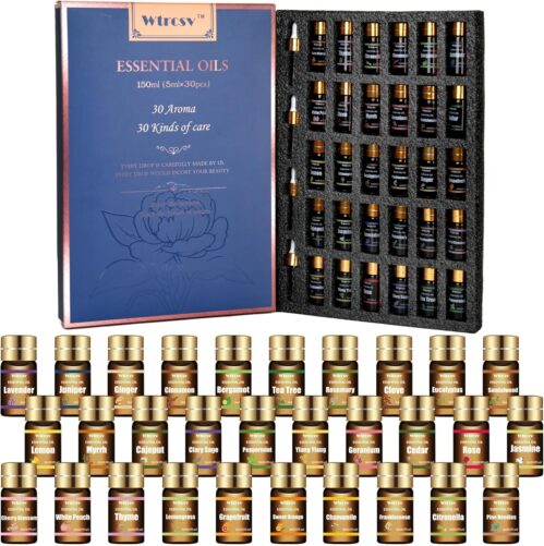 Essential Oils Set-Essential Oils-Perfect for Diffuser, Humidifier,Aromatherapy, Massage,Soap Making,Skin & Hair Care,30×5 ml
