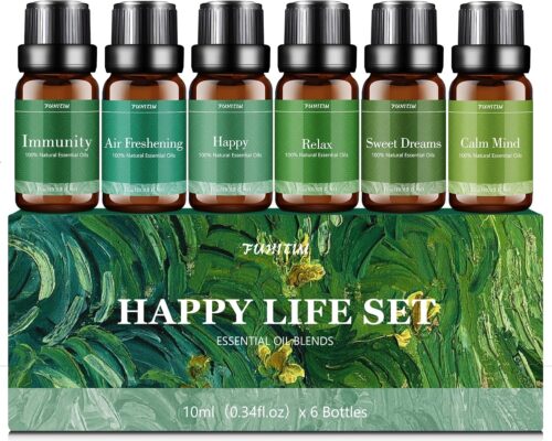 Essential Oils Blends Set for Diffusers for Home, Aromatherapy Diffuser Oil Scents – Calming, Sweet Dreams, Immunity, Relax, Mood, Fresh Air, Fragrance Oils for Diffusers, Massage, 6x10ml
