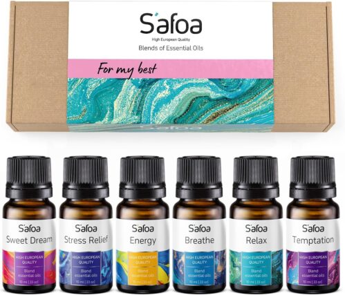 Top 6 Essential Oils Blends Set for Diffusers – Aromatherapy Oils Scents for Home & Office, Perfect for Tension Relief, Relaxation, Breath and Good Dreams Mood Boost Wellness Essential Oil Kit for SPA
