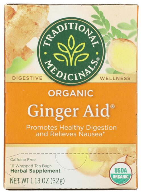 Traditional Medicinals Organic Ginger Aid Herbal Tea, Promotes Healthy Digestion, (Pack of 1) – 16 Tea Bags