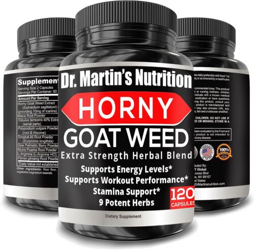 Super Strength 1590mg Horny Goat Weed 120 Capsules With Maca Arginine & Ginseng – Naturally Boost your Health, Workout Performance, Endurance & Energy, Joint Health For Men & Women (120C)