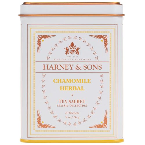 Harney & Sons Chamomile Herbal Tea, Classic Tin, 20 Sachets, white